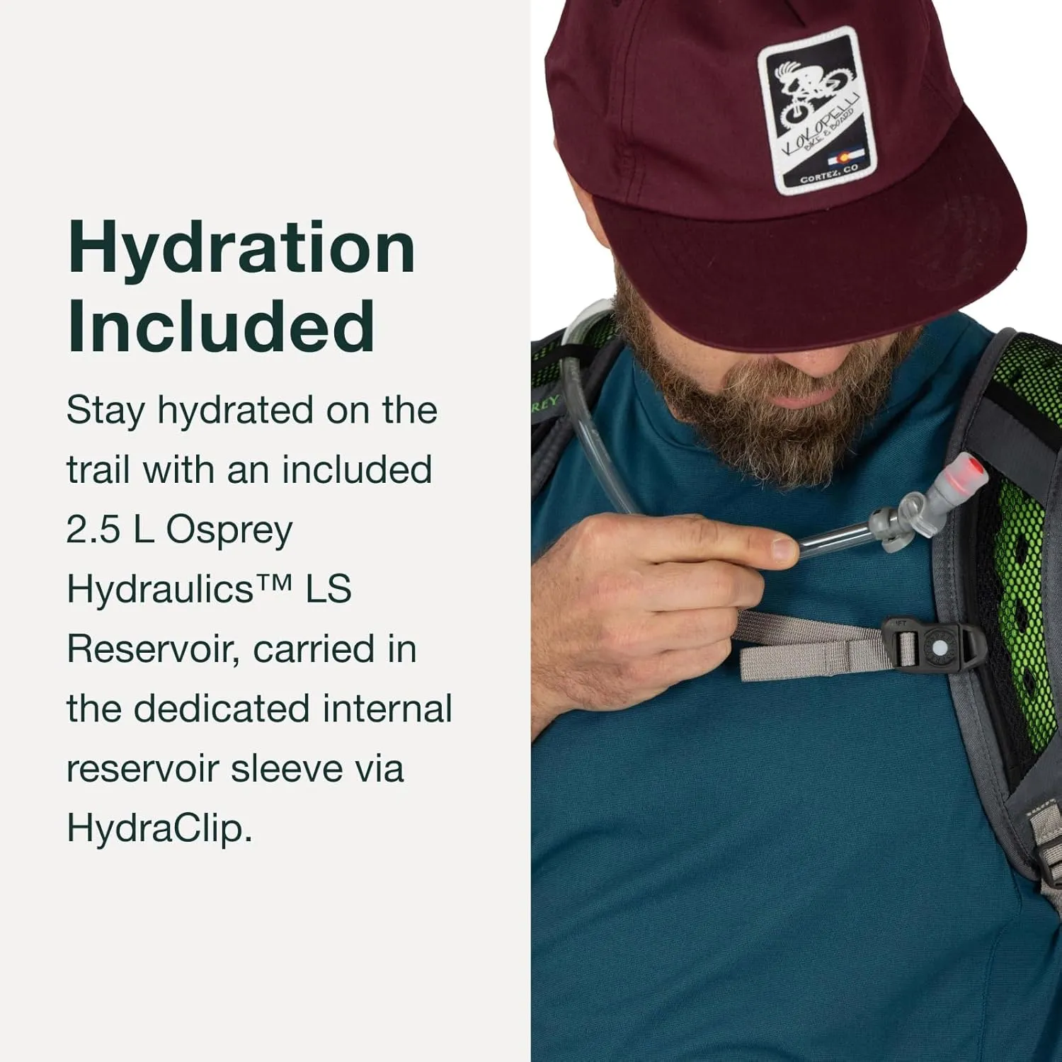 Osprey Sportlite 15L Unisex Hiking Backpack with Hydraulics Reservoir, Pine Leaf Green