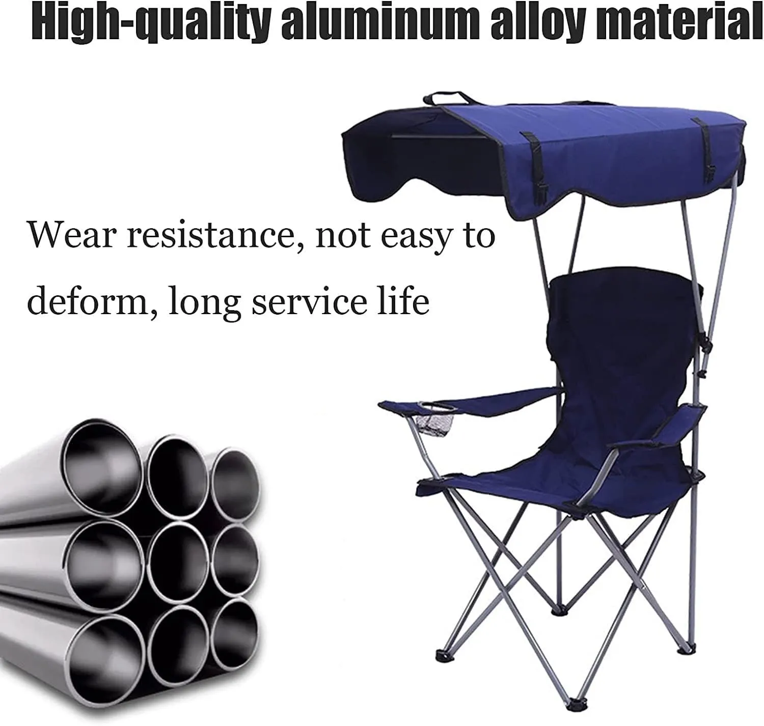 Outdoor Camp Chairs, Camping Chair with Shade Canopy Chair, Folding Recliner, Adjustable Outdoor Beach Lightweight Sunshade Folding Chairs Lawn Chairs Adults(A)