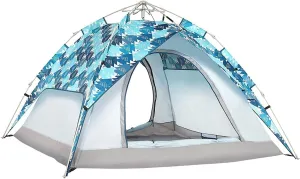 Outdoor Camping Dome Tent, Ventilated Instant Pop-Up Tents 3-4 Person Automatic Quick Set Up for Hiking Travelling Picnic BBQ