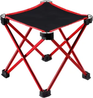 Outdoor Folding Camping Chairs Stool Portable Ultralight Aluminum Small Leisure Foldable Footstool,Oxford Cloth,Lightweight with Storage Bag for Fishing Picnic Camping BBQ Travel Red