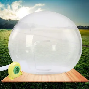 Outdoor Inflatable Bubble Tent, 118.11" Dia Transparent D-Ring Single Tunnel Bubble House Bubble Shelter w/Blower, Clear Screen House for DIY Patios Backyard Camping Meditation