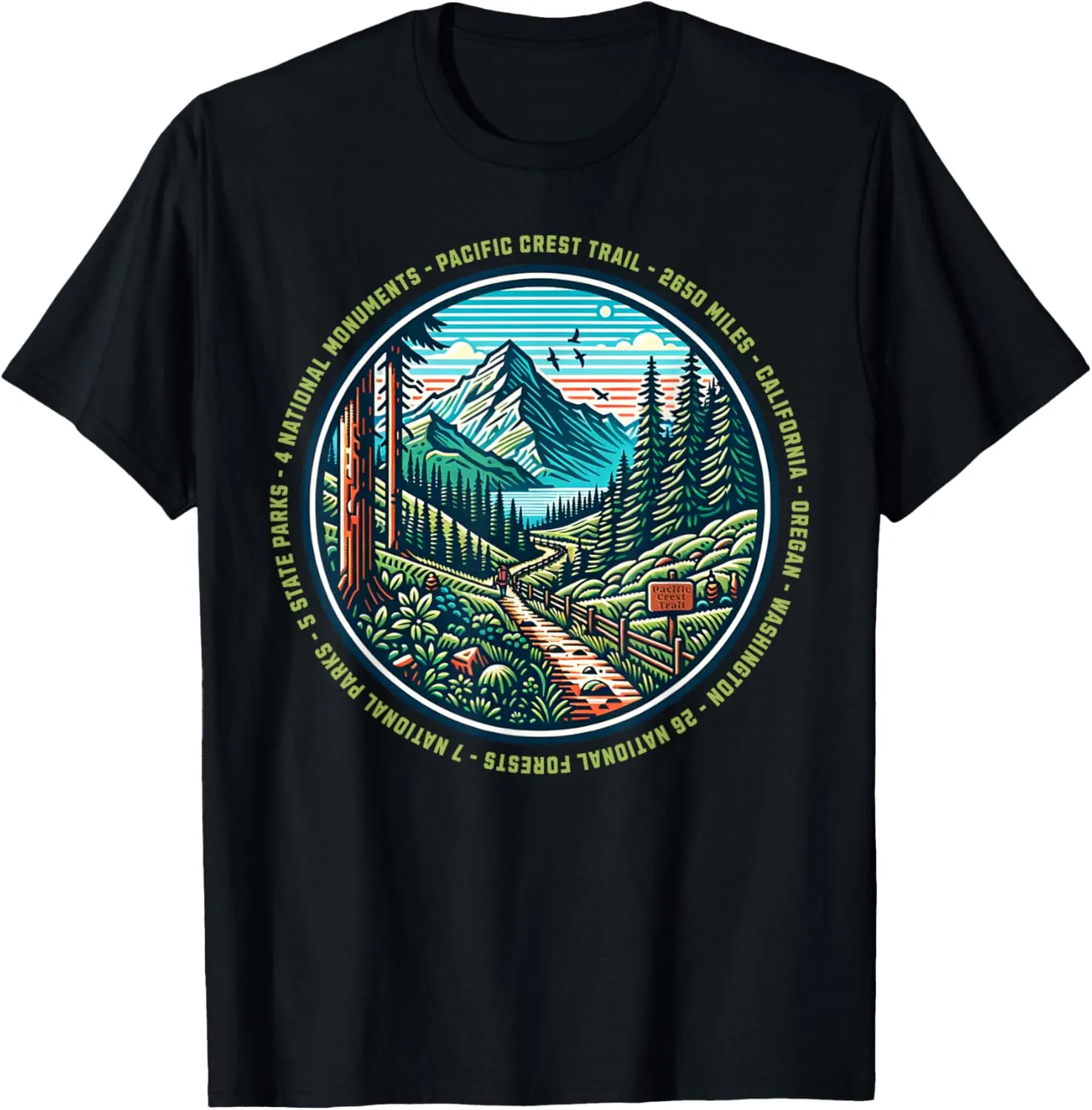 Pacific Crest Trail USA Cali Oregon Washington PCT Hiking T-Shirt
