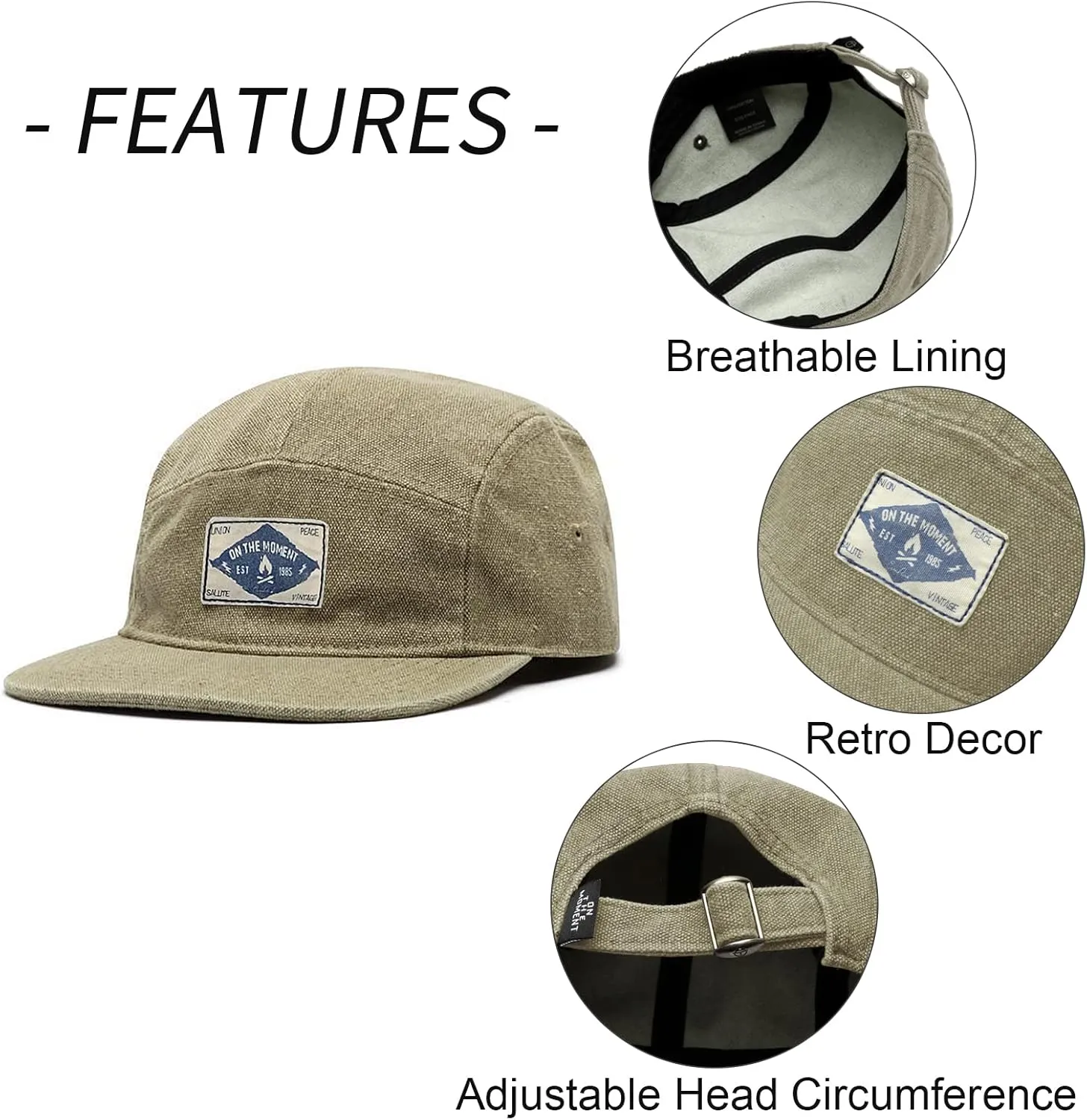 Panegy Denim 5 Panel Hat for Men Women Flat Brim Adjustable Lightweight Camp Cap Baseball Cap Skateboard