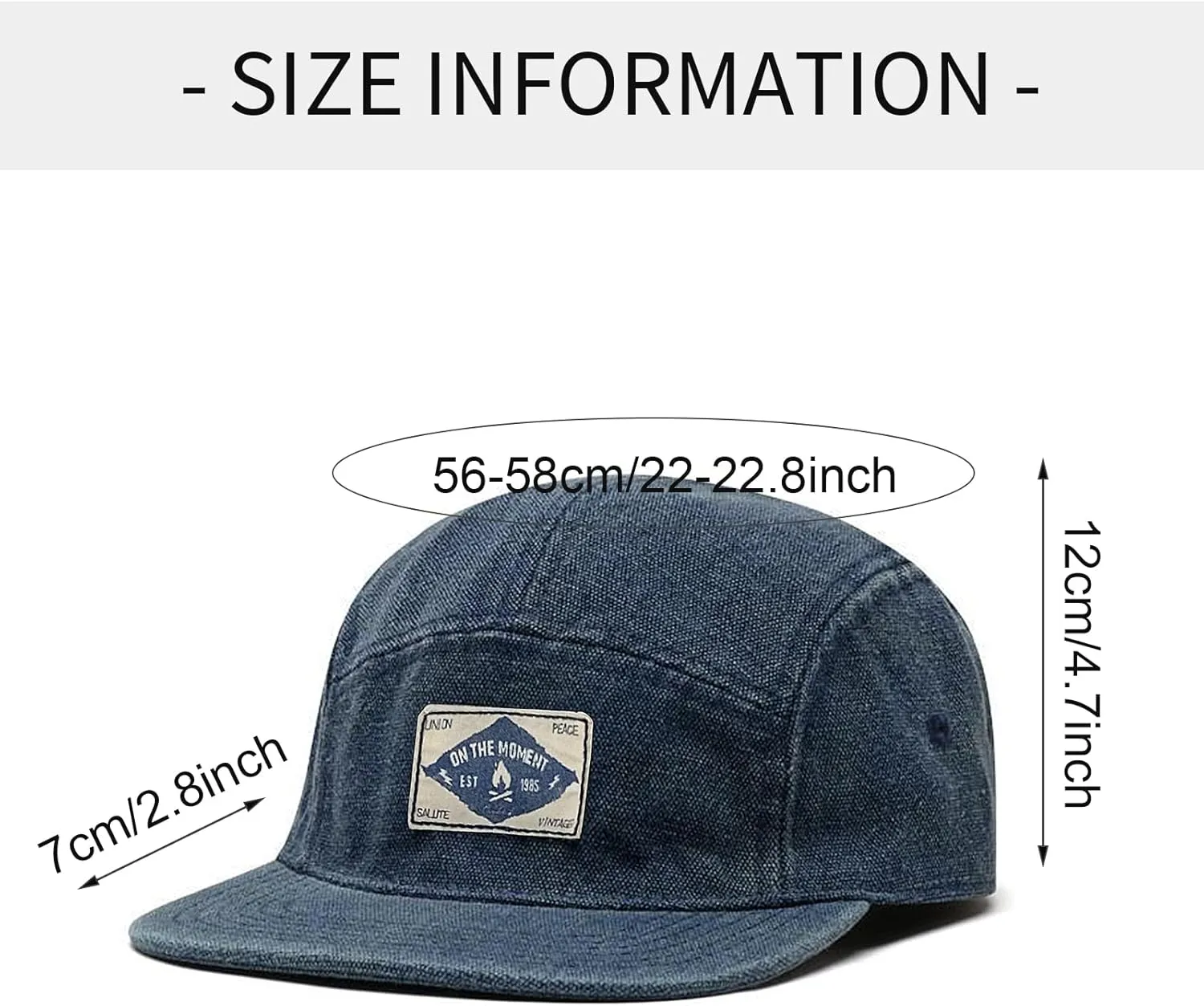 Panegy Denim 5 Panel Hat for Men Women Flat Brim Adjustable Lightweight Camp Cap Baseball Cap Skateboard