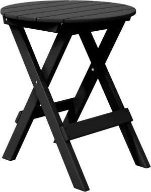 Paradise HDPE Outdoor 24.5 Inch Round Portable Folding Patio Dining Table, Black