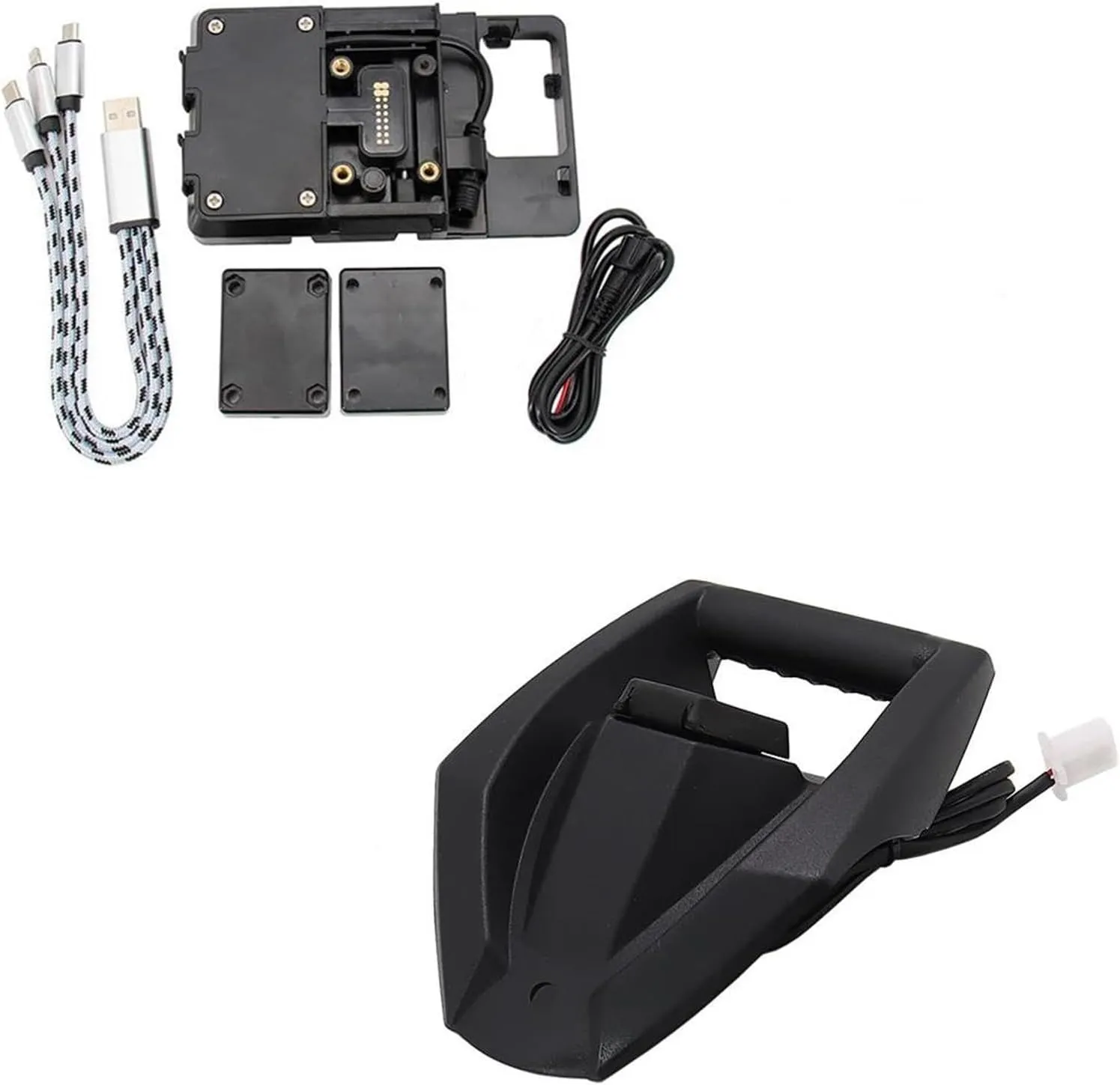 Phone Holder Navigation Bracket Motorcycle for X-MAX 300 400 for N-MAX 155 for Xmax for NMAX 125 Wireless USB Charging Port Holder Mount Motorcycle GPS Phone Navigation Bracket(C)