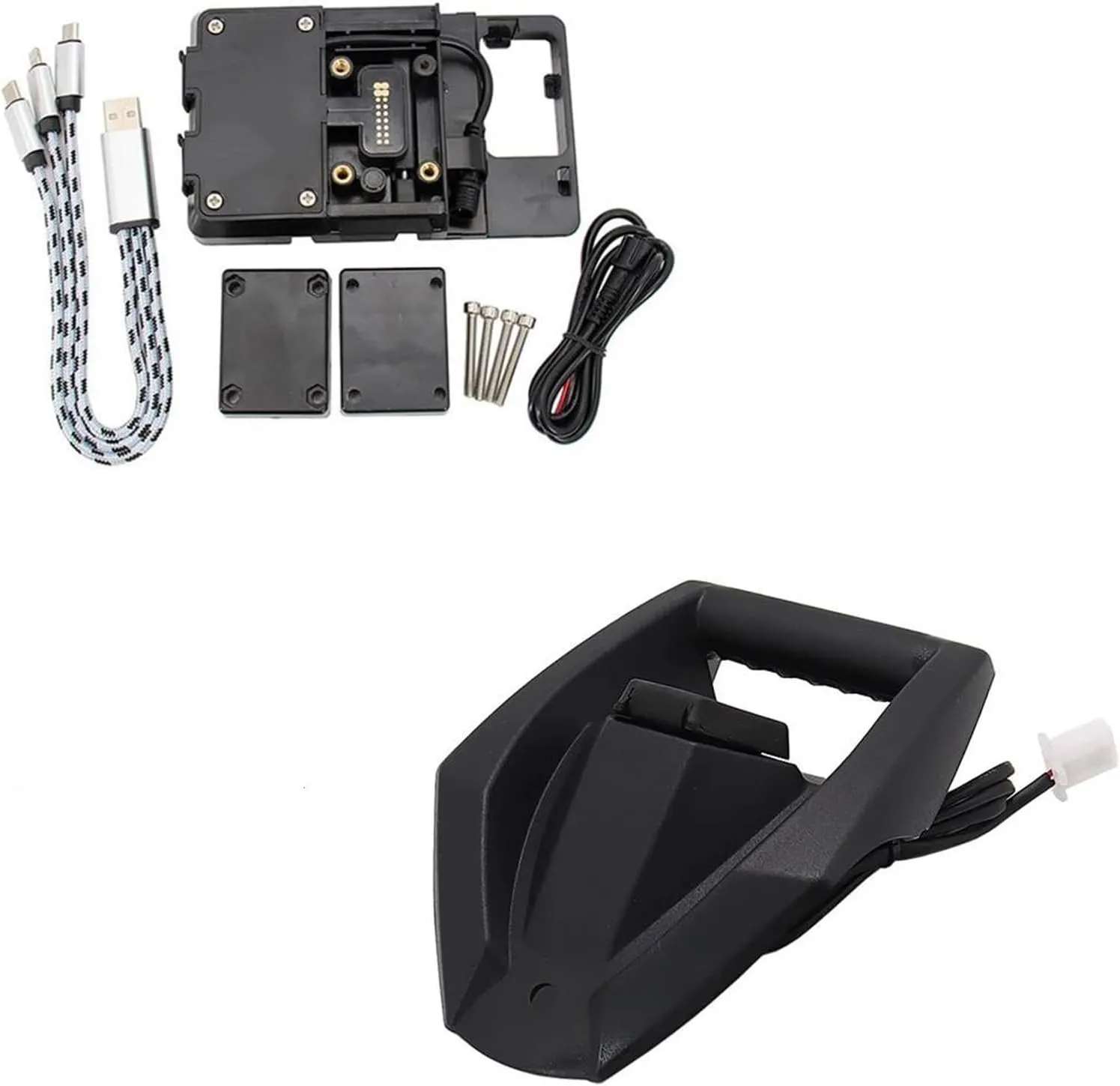 Phone Holder Navigation Bracket Motorcycle for X-MAX 300 400 for N-MAX 155 for Xmax for NMAX 125 Wireless USB Charging Port Holder Mount Motorcycle GPS Phone Navigation Bracket(C)