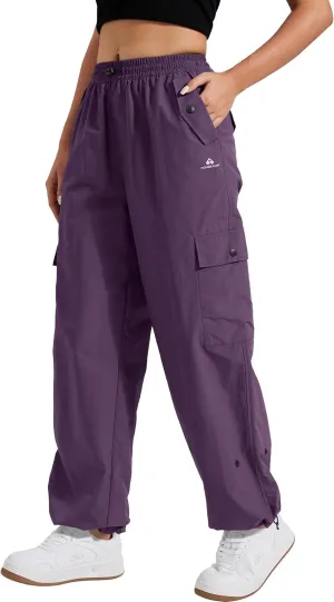 Pioneer Camp Cargo Pants Women Baggy Parachute Pants Woman with 6 Pockets Quick Dry Lightweight Hiking Travel Pants Trousers