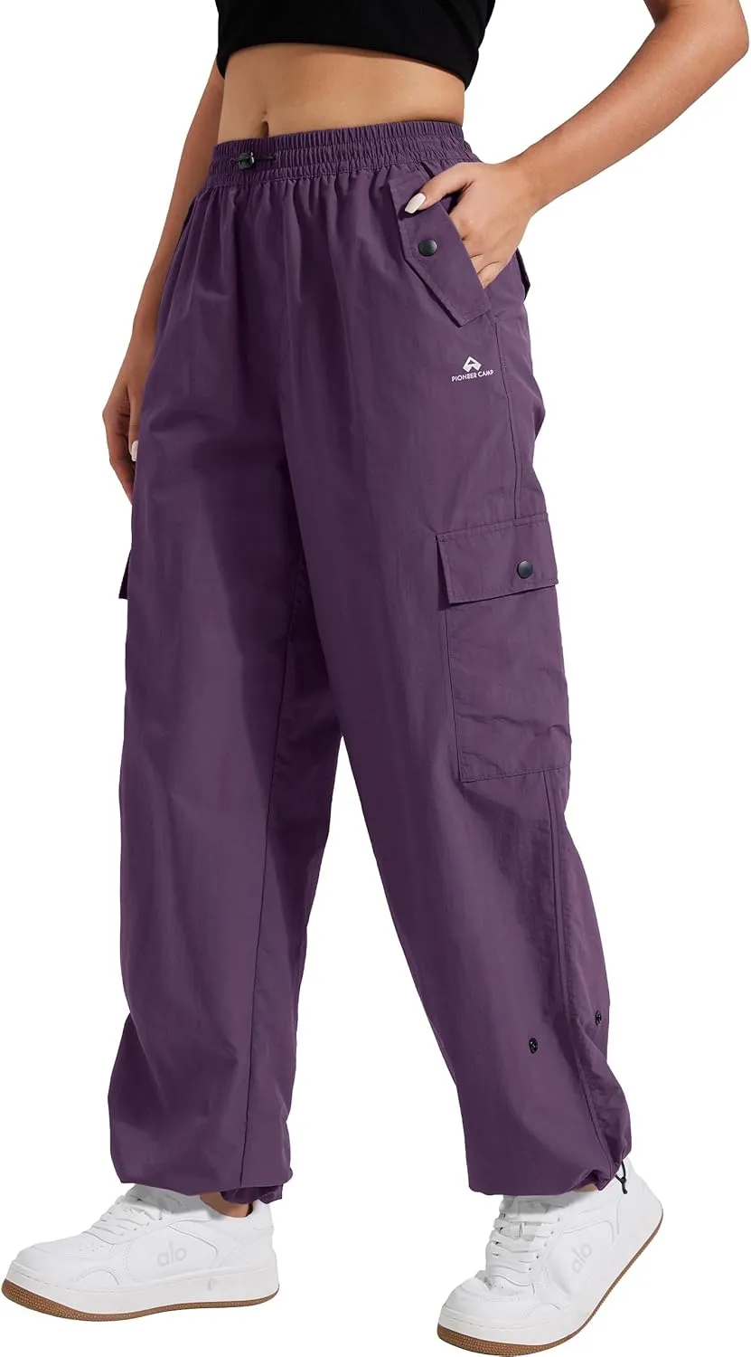Pioneer Camp Cargo Pants Women Baggy Parachute Pants Woman with 6 Pockets Quick Dry Lightweight Hiking Travel Pants Trousers