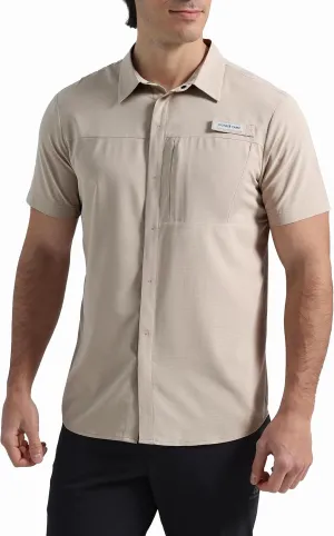 Pioneer Camp Men Fishing Shirts with Zipper Pocket UPF 50  Lightweight Casual Short Sleeve Button Down Shirts for Men Hiking