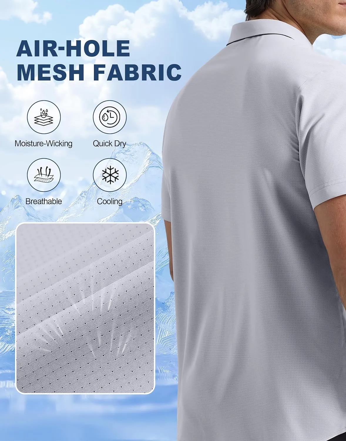 Pioneer Camp Men Fishing Shirts with Zipper Pocket UPF 50  Lightweight Casual Short Sleeve Button Down Shirts for Men Hiking
