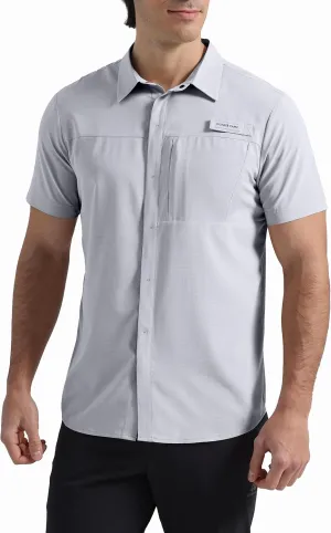Pioneer Camp Men Fishing Shirts with Zipper Pocket UPF 50  Lightweight Casual Short Sleeve Button Down Shirts for Men Hiking