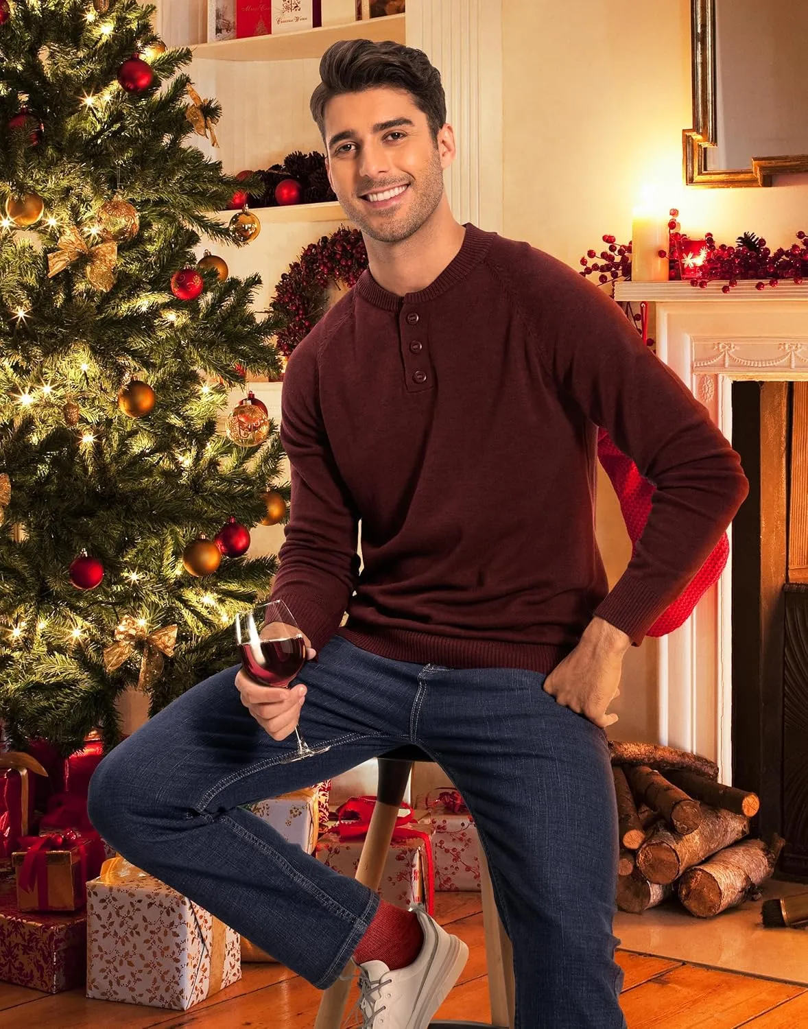 Pioneer Camp Men's Henley Knit Sweater Long Sleeve Button Pullover Sweaters Casual Lightweight Slim Fit Henley Sweaters
