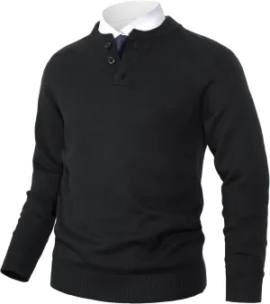 Pioneer Camp Men's Henley Knit Sweater Long Sleeve Button Pullover Sweaters Casual Lightweight Slim Fit Henley Sweaters
