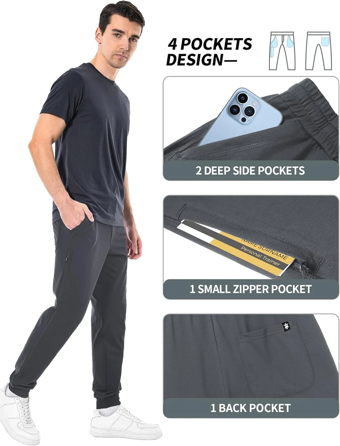 Pioneer Camp Men's Jogger Sweatpants Lightweight Workout Gym Running Track Sweat Pants with Pockets for Athletic Casual