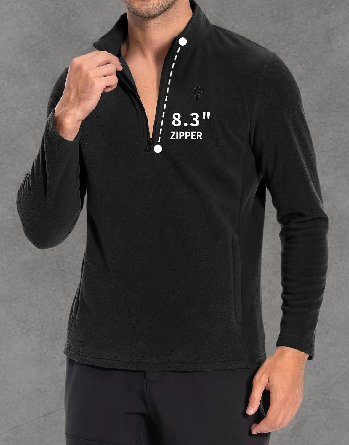 Pioneer Camp Mens Quarter Zip Pullover Fleece Sweater with Zipper Pocket Long Sleeve Sweatshirt Lightweight Thermal Jacket
