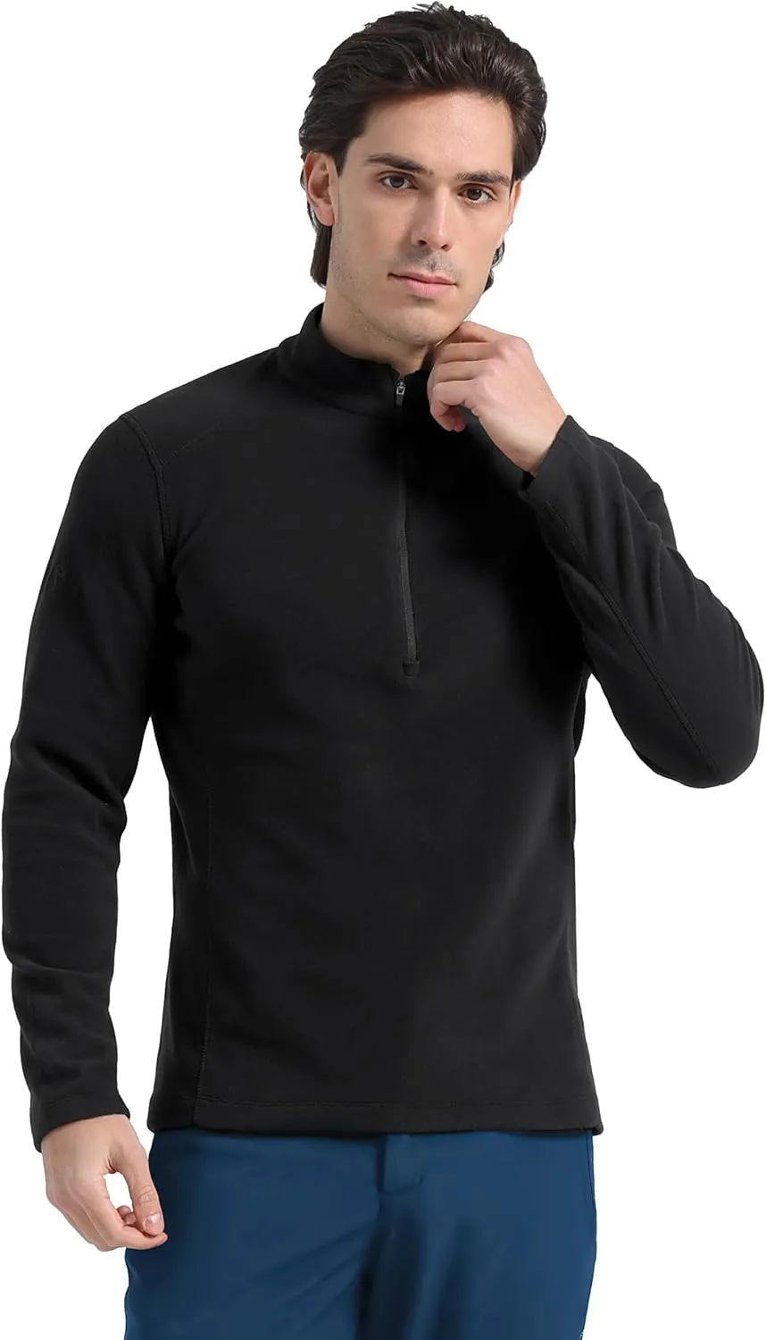 Pioneer Camp Mens Quarter Zip Pullover Fleece Sweater with Zipper Pocket Long Sleeve Sweatshirt Lightweight Thermal Jacket