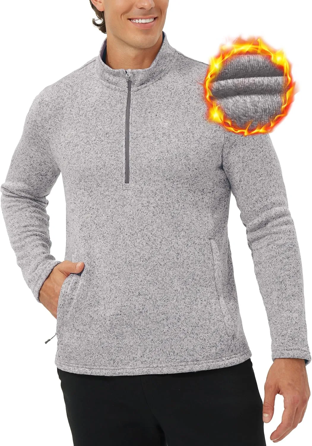 Pioneer Camp Mens Quarter Zip Pullover Fleece Sweater with Zipper Pocket Long Sleeve Sweatshirt Lightweight Thermal Jacket