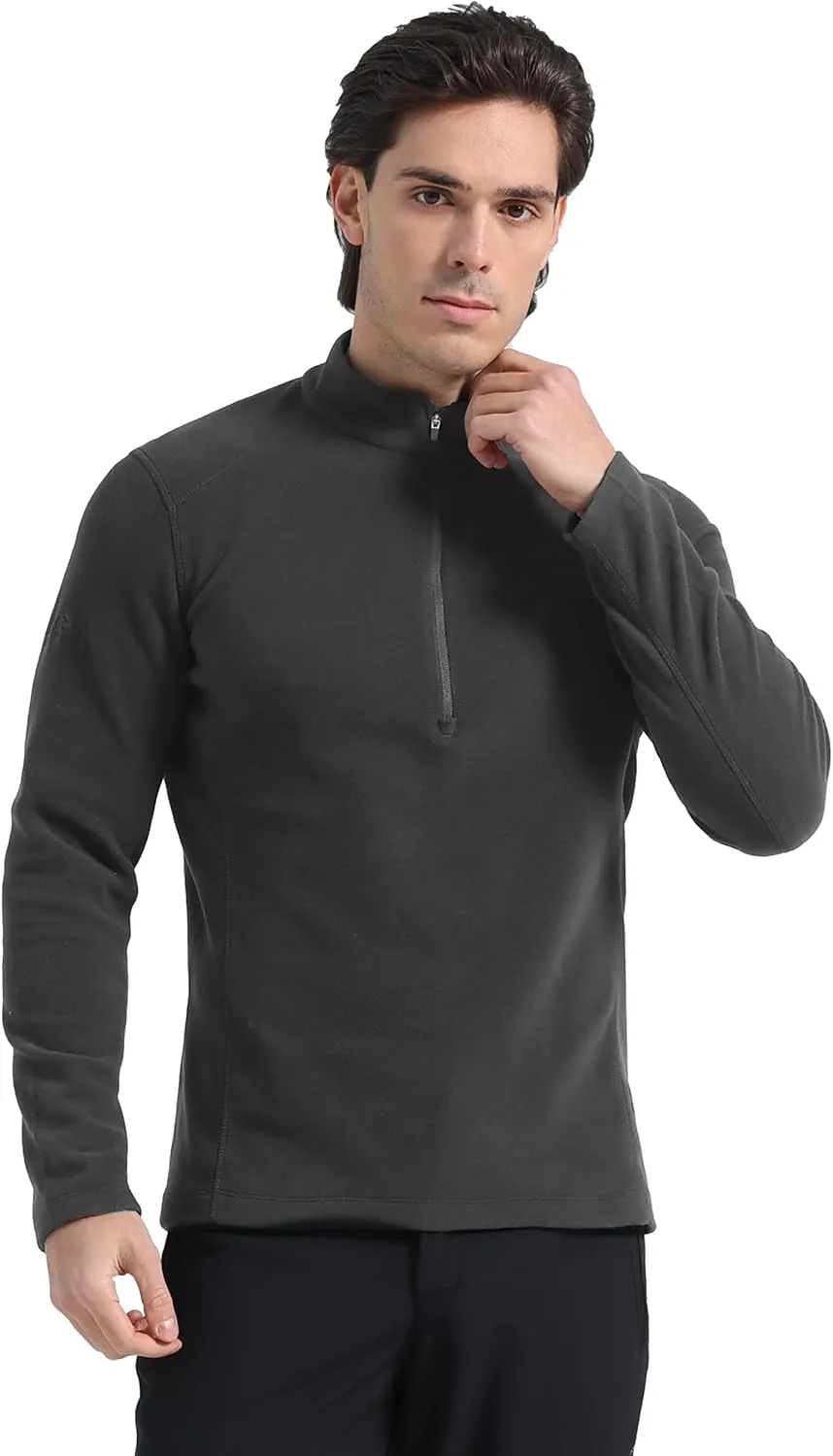 Pioneer Camp Mens Quarter Zip Pullover Fleece Sweater with Zipper Pocket Long Sleeve Sweatshirt Lightweight Thermal Jacket
