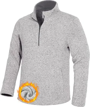 Pioneer Camp Mens Quarter Zip Pullover Fleece Sweater with Zipper Pocket Long Sleeve Sweatshirt Lightweight Thermal Jacket