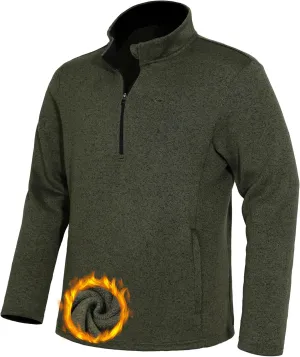 Pioneer Camp Mens Quarter Zip Pullover Fleece Sweater with Zipper Pocket Long Sleeve Sweatshirt Lightweight Thermal Jacket
