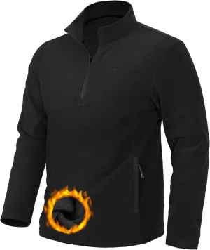 Pioneer Camp Mens Quarter Zip Pullover Fleece Sweater with Zipper Pocket Long Sleeve Sweatshirt Lightweight Thermal Jacket
