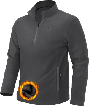 Pioneer Camp Mens Quarter Zip Pullover Fleece Sweater with Zipper Pocket Long Sleeve Sweatshirt Lightweight Thermal Jacket