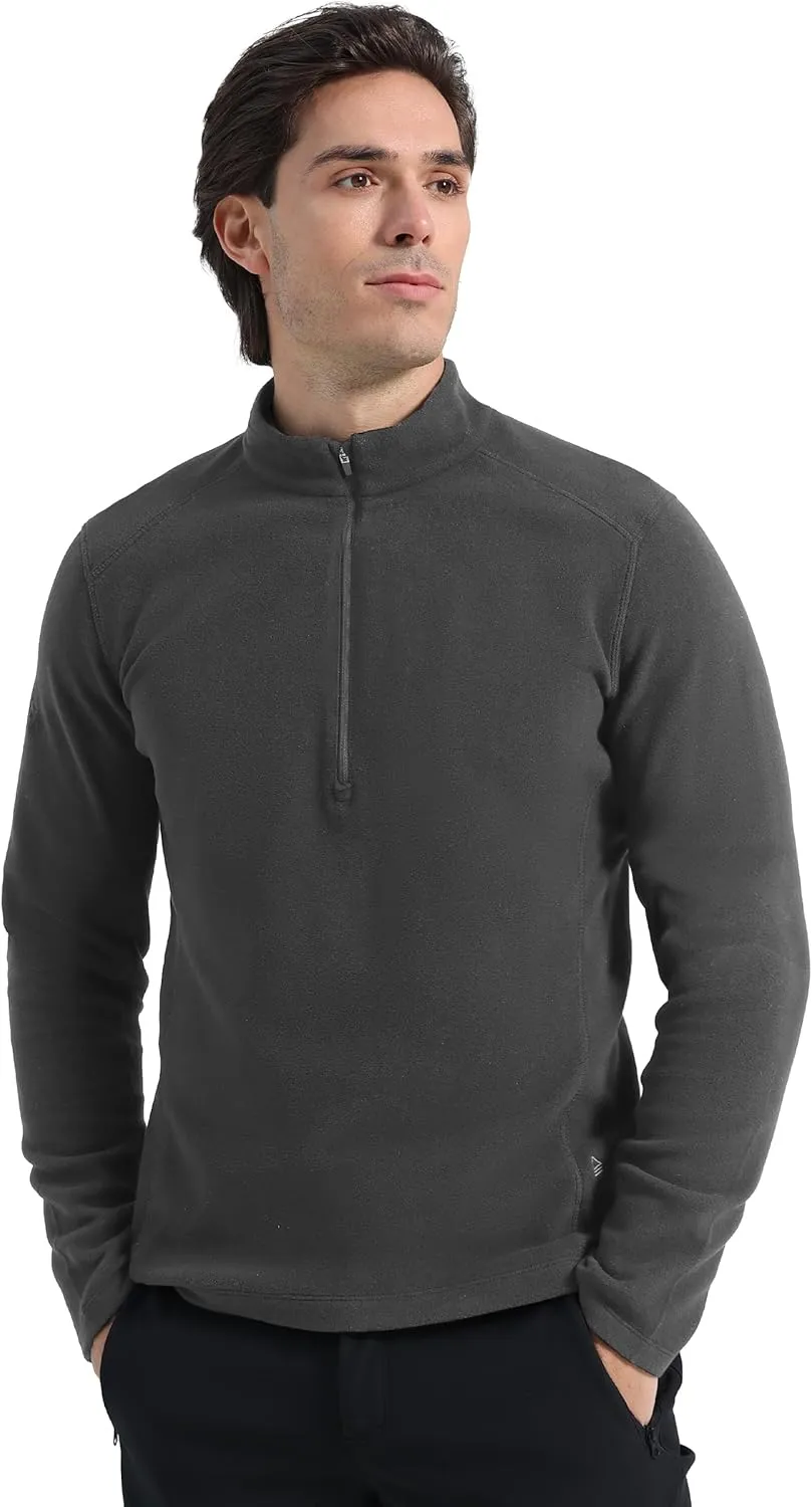 Pioneer Camp Mens Quarter Zip Pullover Fleece Sweater with Zipper Pocket Long Sleeve Sweatshirt Lightweight Thermal Jacket