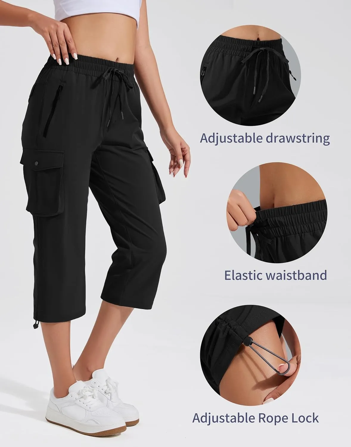 Pioneer Camp Women's Cargo Capris Hiking Pants Lightweight Quick Dry Outdoor Camping Stretch Summer Pants for Women Casual