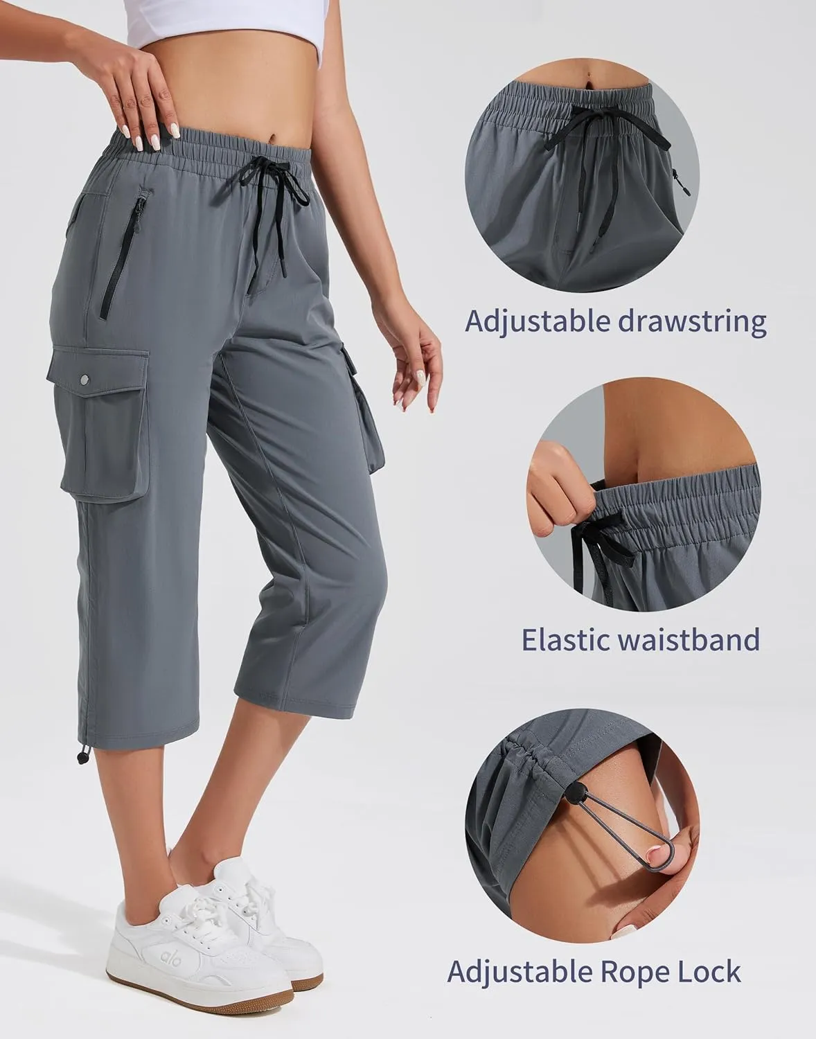 Pioneer Camp Women's Cargo Capris Hiking Pants Lightweight Quick Dry Outdoor Camping Stretch Summer Pants for Women Casual