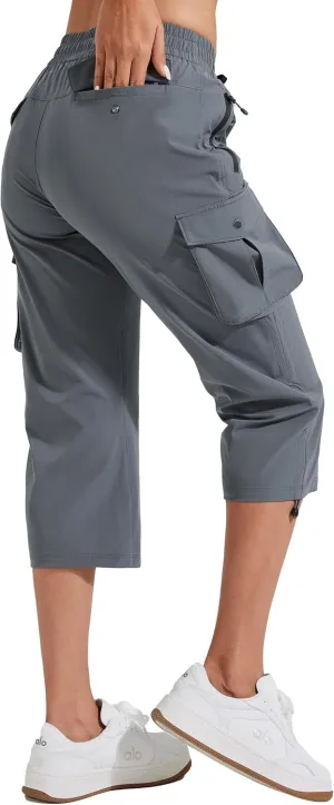 Pioneer Camp Women's Cargo Capris Hiking Pants Lightweight Quick Dry Outdoor Camping Stretch Summer Pants for Women Casual