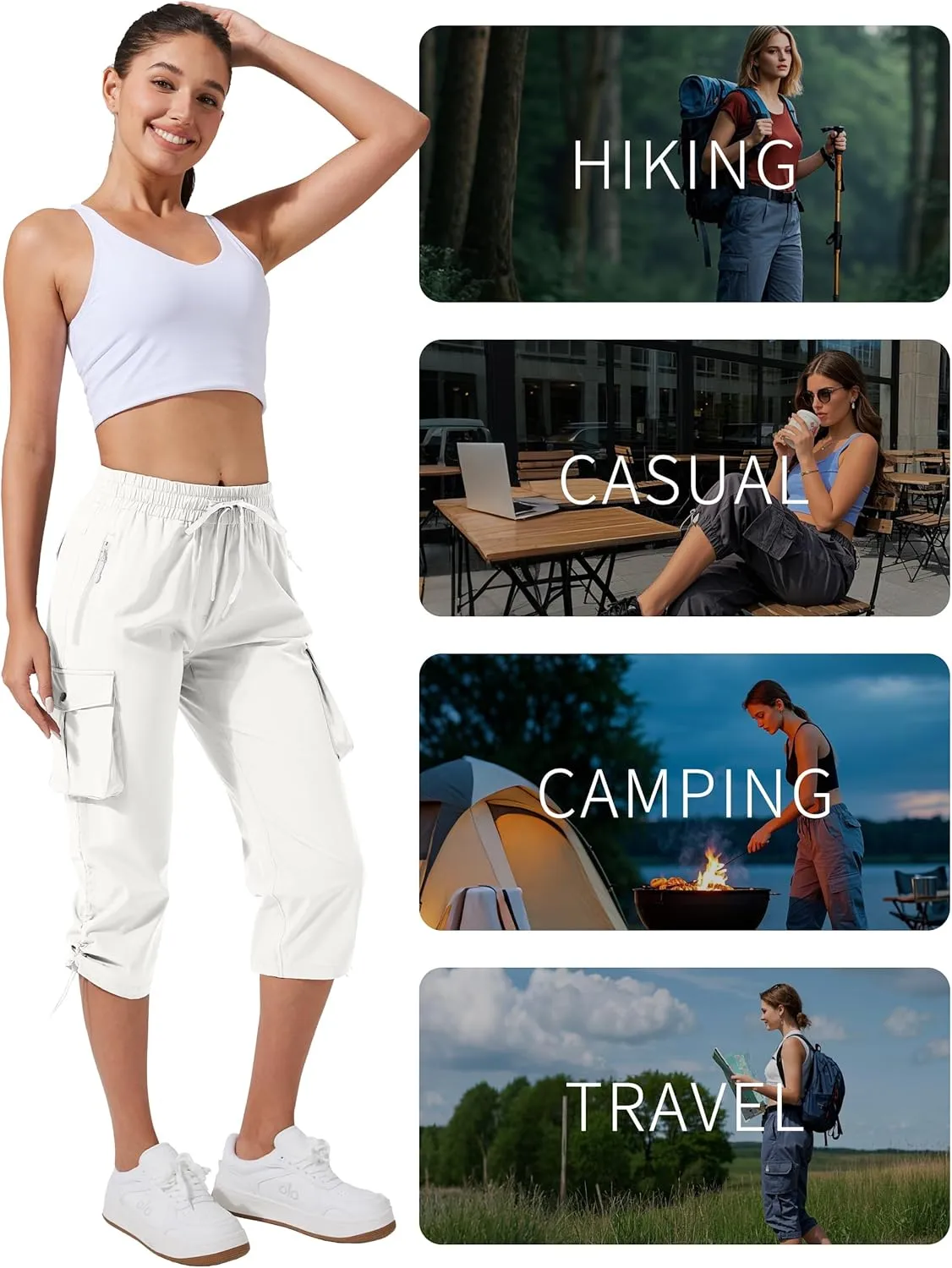 Pioneer Camp Women's Cargo Capris Hiking Pants Lightweight Quick Dry Outdoor Camping Stretch Summer Pants for Women Casual