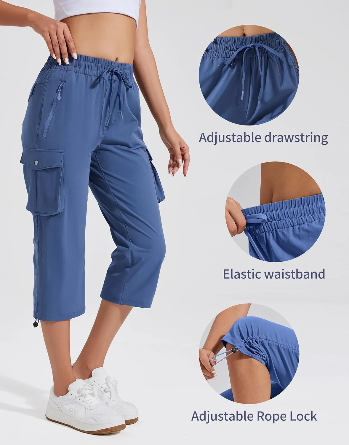 Pioneer Camp Women's Cargo Capris Hiking Pants Lightweight Quick Dry Outdoor Camping Stretch Summer Pants for Women Casual
