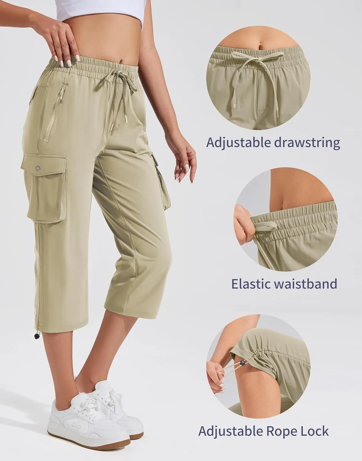 Pioneer Camp Women's Cargo Capris Hiking Pants Lightweight Quick Dry Outdoor Camping Stretch Summer Pants for Women Casual