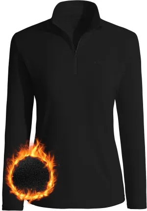 Pioneer Camp Women's Polar Fleece Quarter Zip Pullover Long Sleeve Lightweight Sweatshirt Thermal Athletic Base Layer Tops