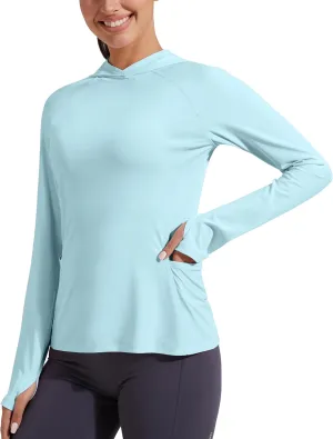 Pioneer Camp Womens UPF 50  Sun Protection Hoodie Shirt with Pockets Long Sleeve Fishing Hiking Outdoor UV Shirts Lightweight