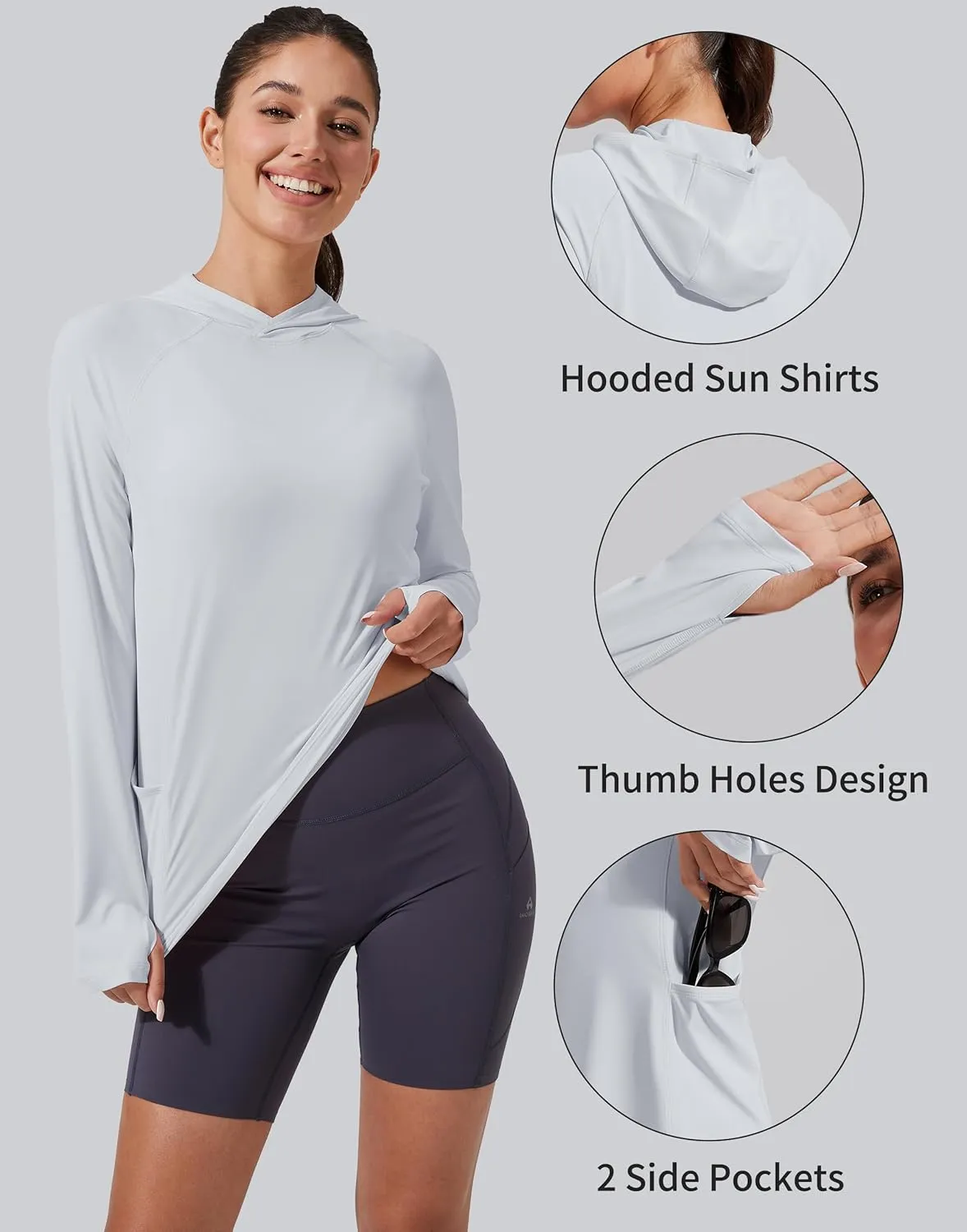 Pioneer Camp Womens UPF 50  Sun Protection Hoodie Shirt with Pockets Long Sleeve Fishing Hiking Outdoor UV Shirts Lightweight