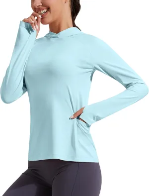 Pioneer Camp Womens UPF 50  Sun Protection Hoodie Shirt with Pockets Long Sleeve Fishing Hiking Outdoor UV Shirts Lightweight