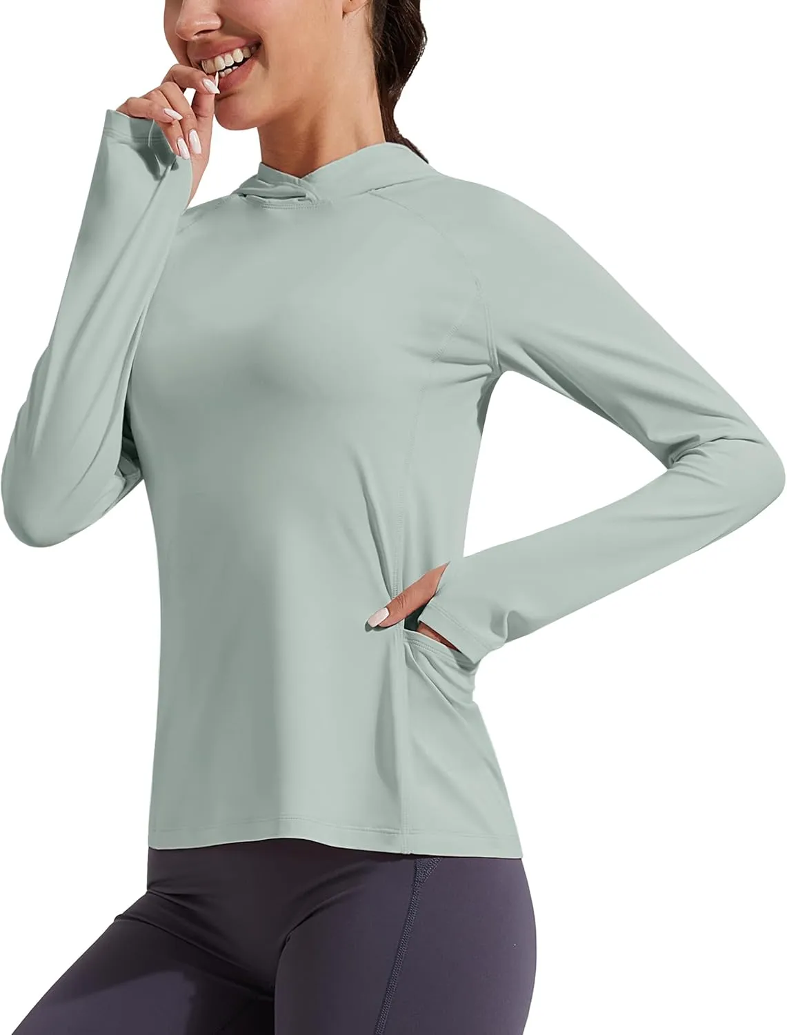 Pioneer Camp Womens UPF 50  Sun Protection Hoodie Shirt with Pockets Long Sleeve Fishing Hiking Outdoor UV Shirts Lightweight