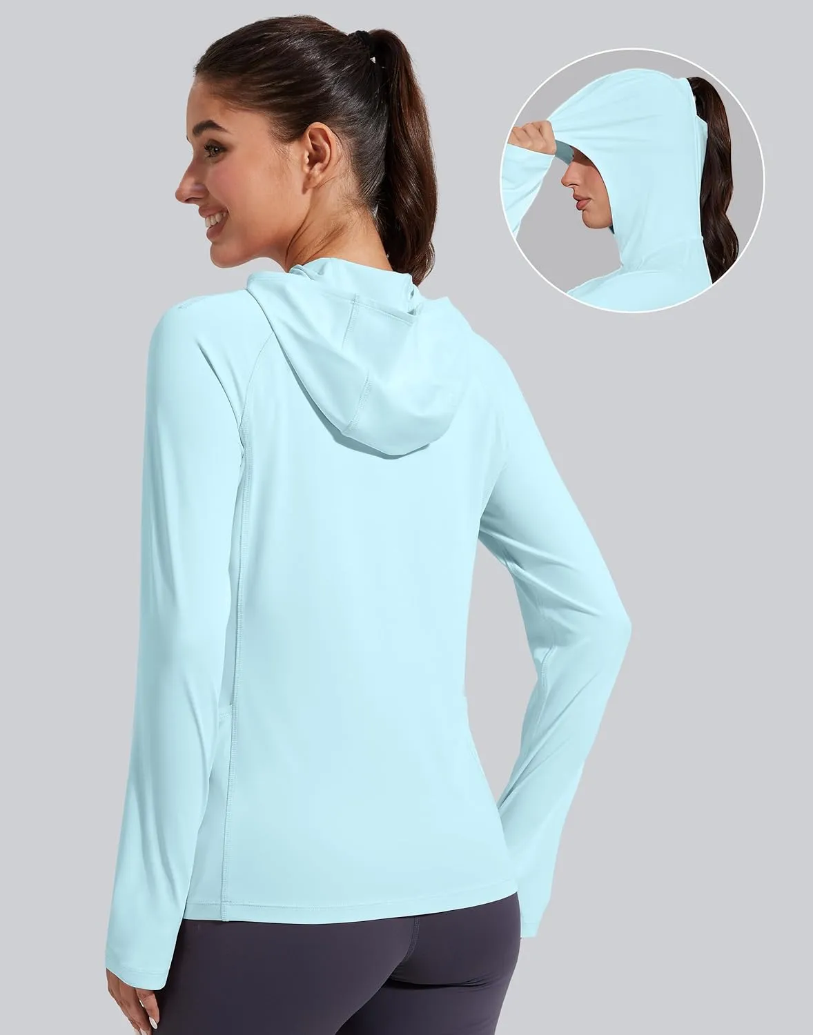 Pioneer Camp Womens UPF 50  Sun Protection Hoodie Shirt with Pockets Long Sleeve Fishing Hiking Outdoor UV Shirts Lightweight