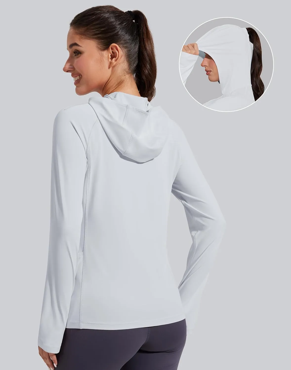 Pioneer Camp Womens UPF 50  Sun Protection Hoodie Shirt with Pockets Long Sleeve Fishing Hiking Outdoor UV Shirts Lightweight