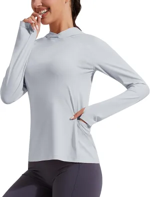 Pioneer Camp Womens UPF 50  Sun Protection Hoodie Shirt with Pockets Long Sleeve Fishing Hiking Outdoor UV Shirts Lightweight