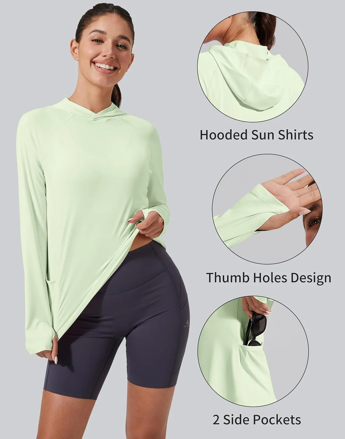Pioneer Camp Womens UPF 50  Sun Protection Hoodie Shirt with Pockets Long Sleeve Fishing Hiking Outdoor UV Shirts Lightweight