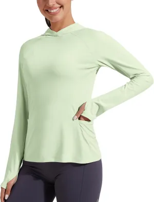 Pioneer Camp Womens UPF 50  Sun Protection Hoodie Shirt with Pockets Long Sleeve Fishing Hiking Outdoor UV Shirts Lightweight
