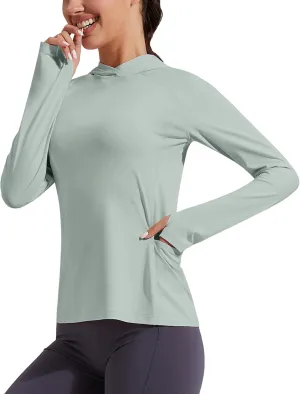 Pioneer Camp Womens UPF 50  Sun Protection Hoodie Shirt with Pockets Long Sleeve Fishing Hiking Outdoor UV Shirts Lightweight