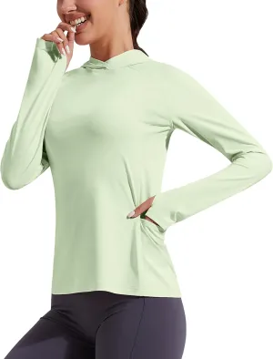 Pioneer Camp Womens UPF 50  Sun Protection Hoodie Shirt with Pockets Long Sleeve Fishing Hiking Outdoor UV Shirts Lightweight