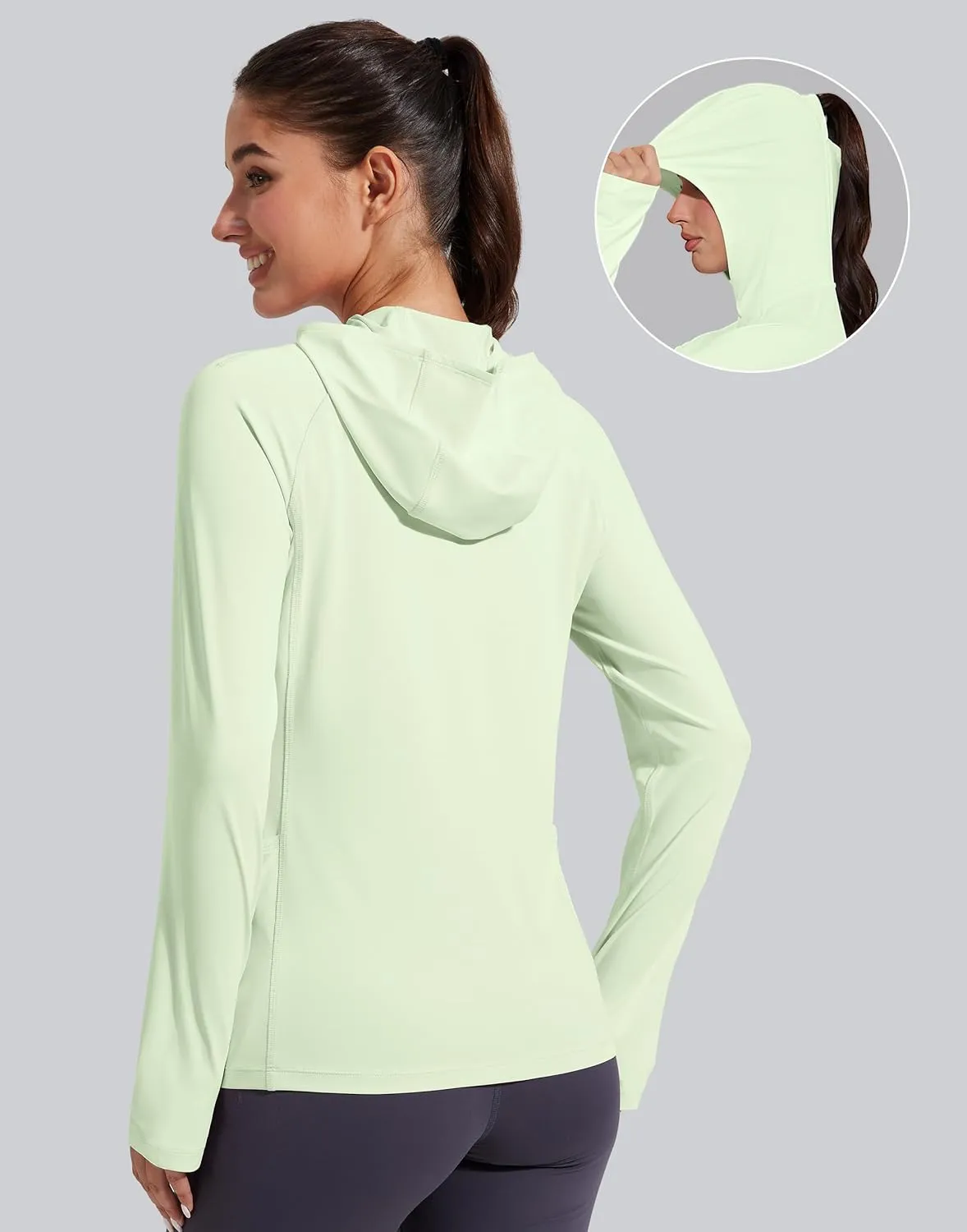 Pioneer Camp Womens UPF 50  Sun Protection Hoodie Shirt with Pockets Long Sleeve Fishing Hiking Outdoor UV Shirts Lightweight