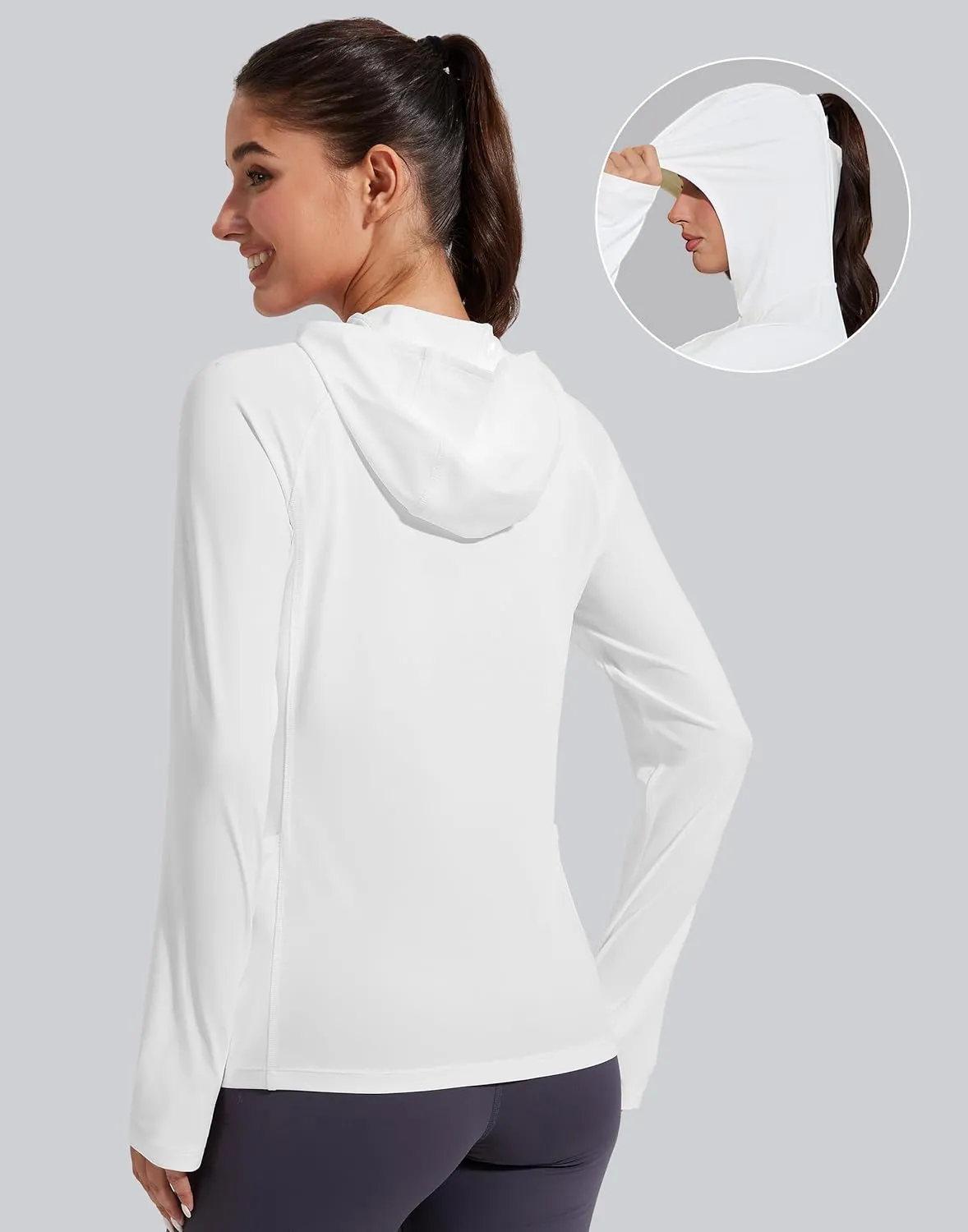 Pioneer Camp Womens UPF 50  Sun Protection Hoodie Shirt with Pockets Long Sleeve Fishing Hiking Outdoor UV Shirts Lightweight