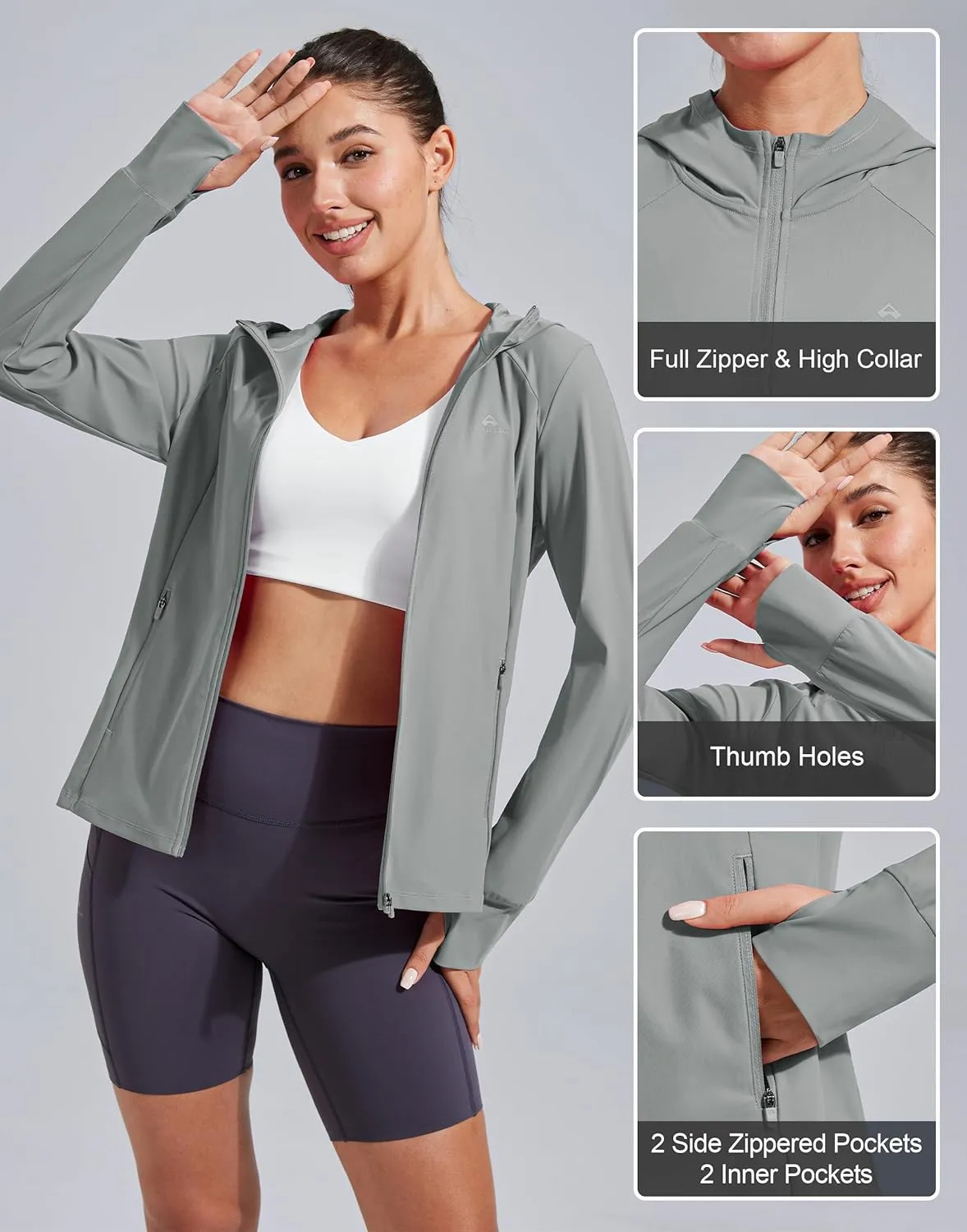 Pioneer Camp Women's UPF 50  UV Sun Protection Jacket Hooded SPF Cooling Sun Shirt Lightweight Hiking Fishing Summer Clothing