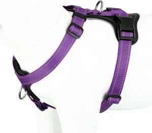 Plutus Pet Adjustable No Pull Dog Harness with Leather Accents, Heavy Duty Reflective Nylon Vest for Training, Hiking, Easy Walk Harness for Small, Medium, Large Dogs (Purple, L)